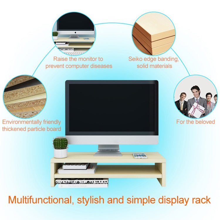 2 Layers Wooden Monitor Stand PC Computer Screen Monitor Riser, B Version (White) - Laptop Stand by PMC Jewellery | Online Shopping South Africa | PMC Jewellery | Buy Now Pay Later Mobicred