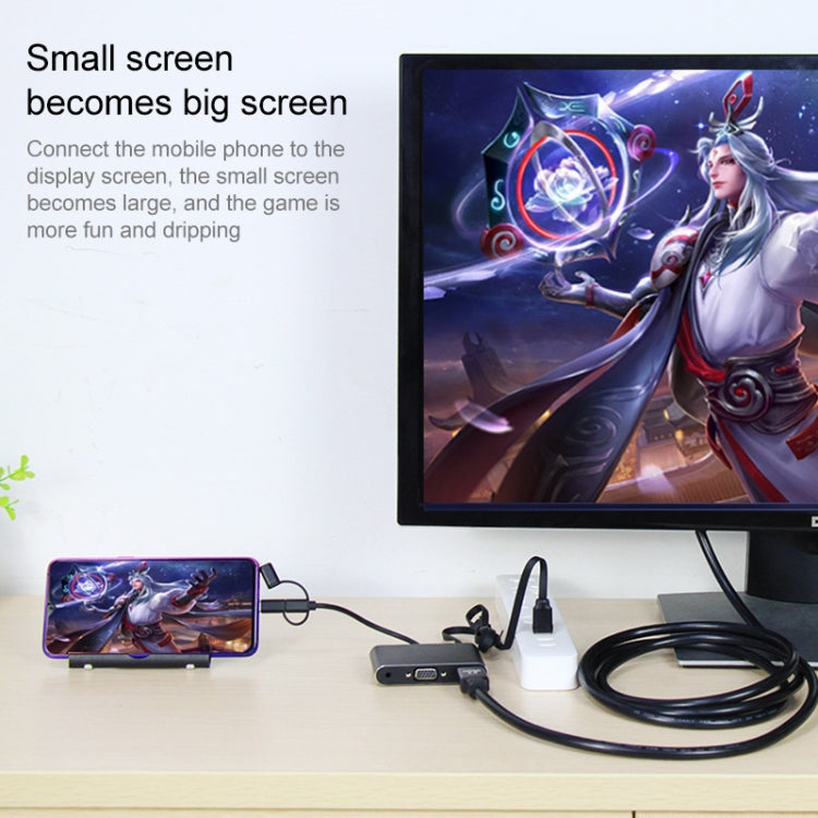 7585B 3 in 1 Micro USB / 8 Pin / Type-C to VGA / HDTV / AV Adapter Mobile HD Screen Player (White) - free shipping - PMC Jewellery - Order now!
