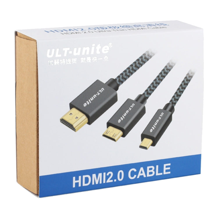 ULT-unite Gold-plated Head HDMI Male to Micro HDMI Male Nylon Braided Cable, Cable Length: 1.2m (Silver) - Cable by ult-unite | Online Shopping South Africa | PMC Jewellery | Buy Now Pay Later Mobicred