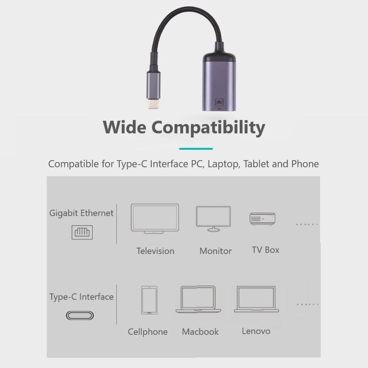 USB-C / Type-C Male to 100M RJ45 Female Adapter Cable - Cable & Adapters by PMC Jewellery | Online Shopping South Africa | PMC Jewellery | Buy Now Pay Later Mobicred