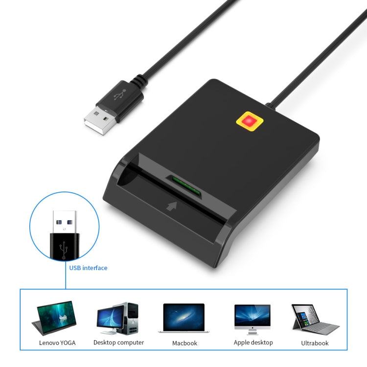 Rcoketek CR301 Smart CAC Card Reader USB 2.0 Bank Card SIM Card Tax Reader (Black) -  by PMC TechLife | Online Shopping South Africa | PMC TechLife | Buy Now Pay Later Mobicred