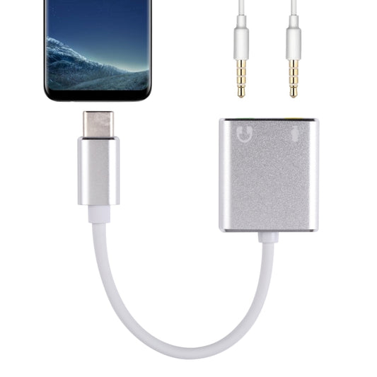 USB-C / Type-C to Jack 3.5mm Earphone Microphone Sound Card(Silver) - USB Sound by PMC Jewellery | Online Shopping South Africa | PMC Jewellery