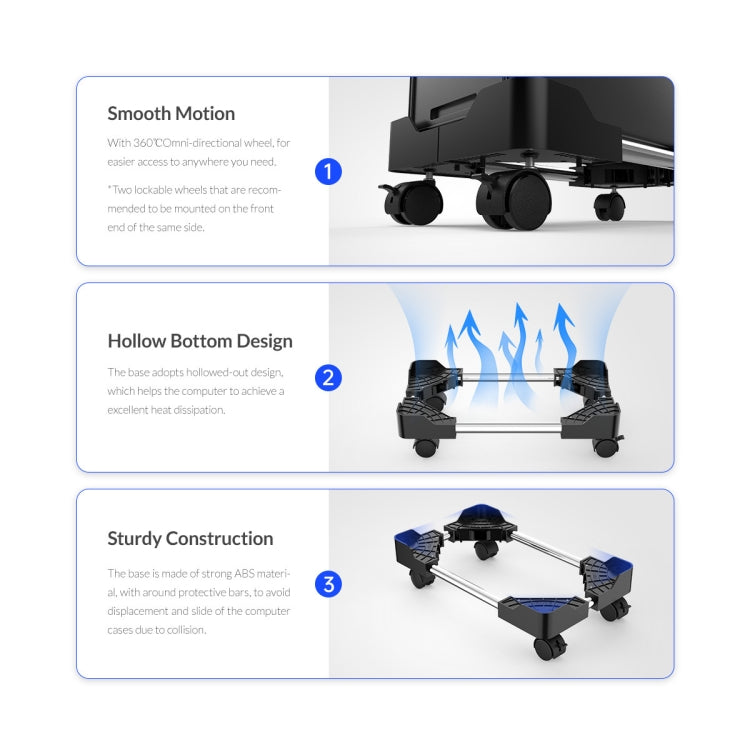 ORICO CPB4-BK-BP Computer Host Bracket with Wheels (Black) - Host Bracket by ORICO | Online Shopping South Africa | PMC Jewellery | Buy Now Pay Later Mobicred