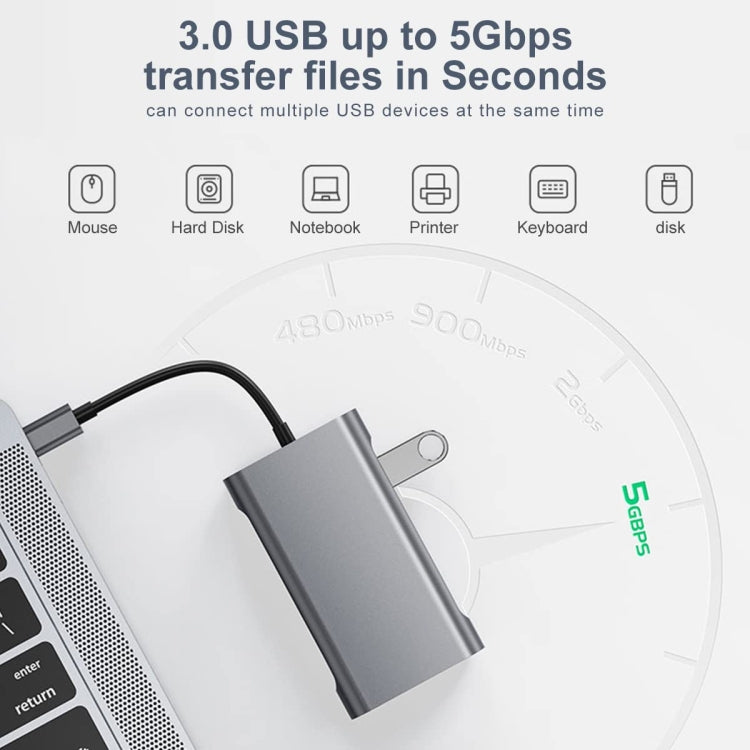 BYL-2111U3 7 in 1 USB-C / Type-C to USB Docking Station HUB Adapter (Silver) - USB HUB by PMC Jewellery | Online Shopping South Africa | PMC Jewellery | Buy Now Pay Later Mobicred