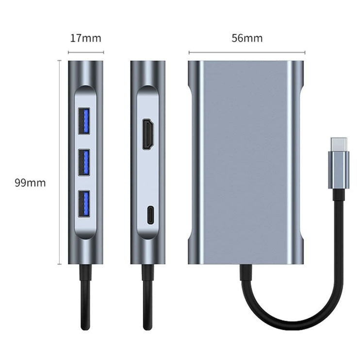 BYL-2111 7 in 1 USB-C / Type-C to USB Docking Station HUB Adapter (Silver) - USB HUB by PMC Jewellery | Online Shopping South Africa | PMC Jewellery | Buy Now Pay Later Mobicred