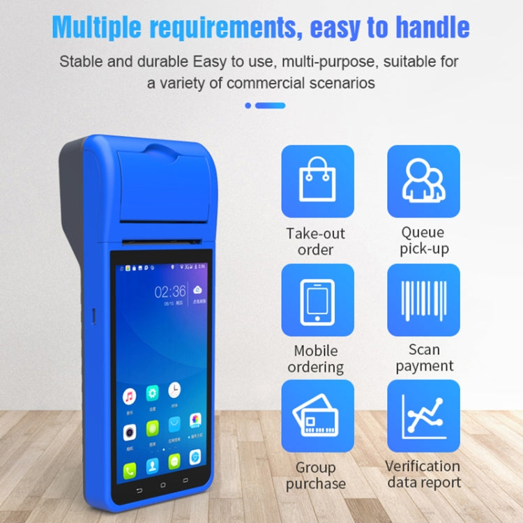 POS-6000 58mm PDA Handheld 5.5 inch Barcode Two-dimensional Code Android 4G Smart Scan Code Cash Register Thermal Printing Machine, 1GB+8GB - Printer by PMC TechLife | Online Shopping South Africa | PMC TechLife | Buy Now Pay Later Mobicred