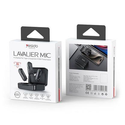 YESIDO KR17 2 in 1 Wireless Lavalier Microphone Type-C Receiver with Charging Box - Microphone by Yesido | Online Shopping South Africa | PMC Jewellery | Buy Now Pay Later Mobicred