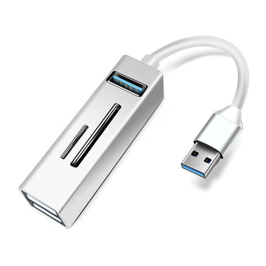 15101 5 in 1 USB3.0 to 3 x USB + SD / TF Card Reader HUB Adapter (Silver) - USB 3.0 HUB by PMC Jewellery | Online Shopping South Africa | PMC Jewellery | Buy Now Pay Later Mobicred