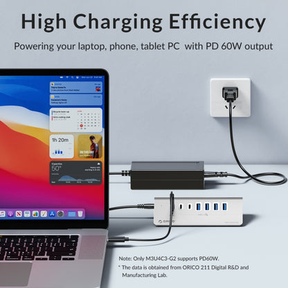 ORICO M3CU2 Aluminum Alloy 4-Port Type-C And USB 3.2 Gen2 10Gbps HUB(Silver) - USB 3.0 HUB by ORICO | Online Shopping South Africa | PMC Jewellery | Buy Now Pay Later Mobicred