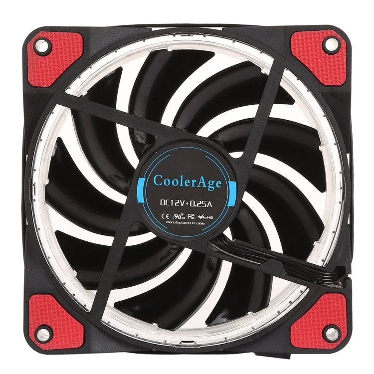 Color LED 12cm 4pin Computer Components Chassis Fan Computer Host Cooling Fan Silent Fan Cooling with Red Light(Red) - free shipping - PMC Jewellery - Order now!