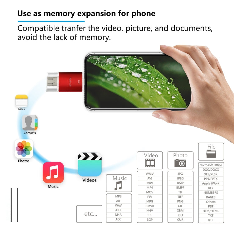 Richwell 3 in 1 16G Type-C + 8 Pin + USB 3.0 Metal Double Cover Push-pull Flash Disk with OTG Function(Silver) - free shipping - PMC Jewellery - Order now!