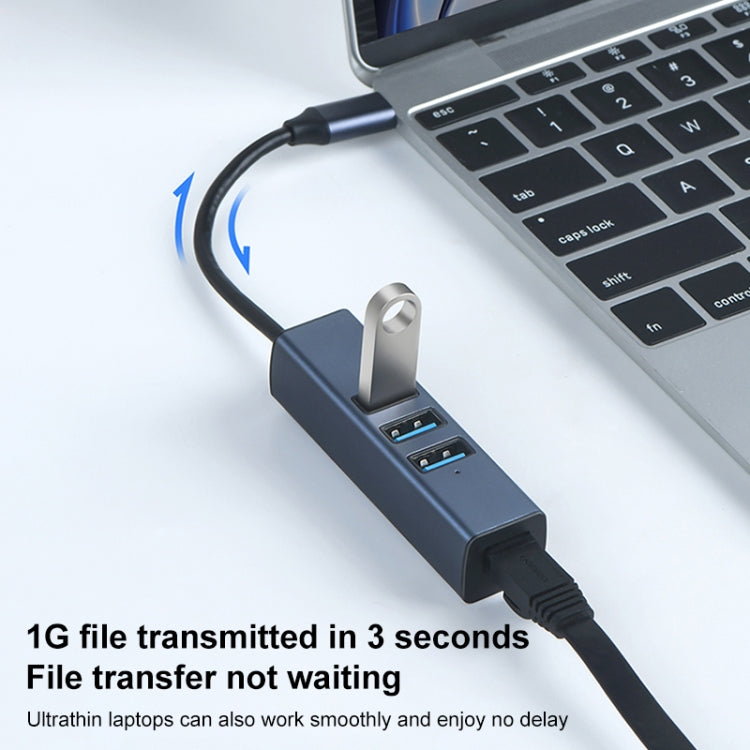 RDS 6307 USB to USB3.0 + Dual USB2.0 + RJ45 4 in 1 HUB Adapter - USB 3.0 HUB by PMC Jewellery | Online Shopping South Africa | PMC Jewellery | Buy Now Pay Later Mobicred