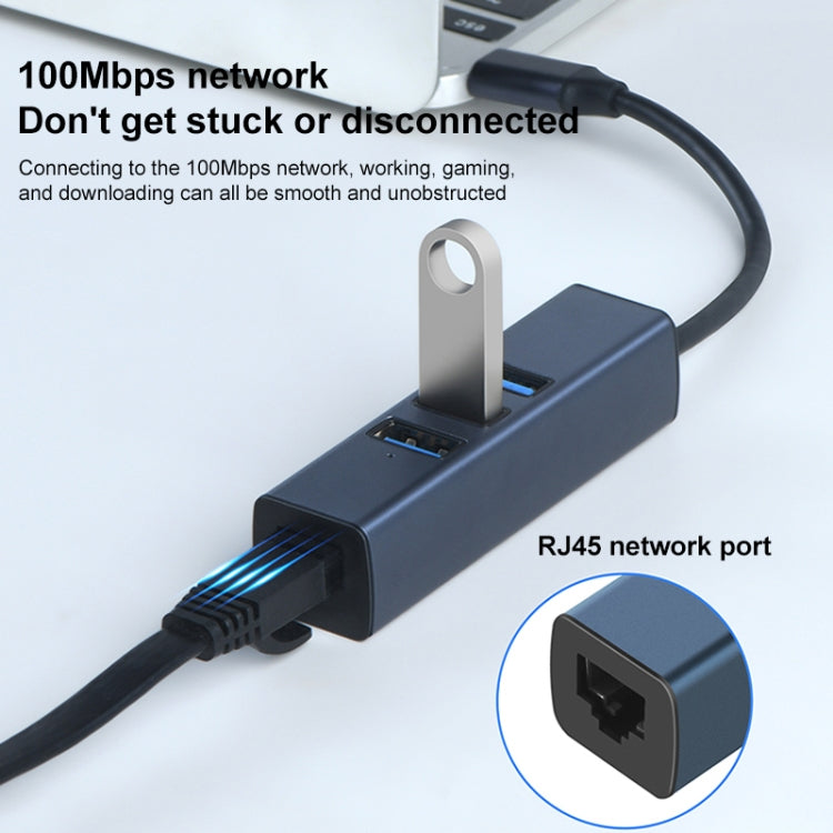 RDS 6307 USB to USB3.0 + Dual USB2.0 + RJ45 4 in 1 HUB Adapter - USB 3.0 HUB by PMC Jewellery | Online Shopping South Africa | PMC Jewellery | Buy Now Pay Later Mobicred