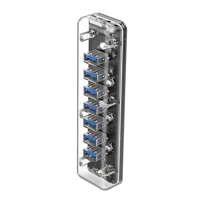 ORICO F7U 7 x USB 3.0 Ports 5Gbps Fast Transmission Desktop HUB with Blue LED Indicator Light (Transparent) - USB 3.0 HUB by ORICO | Online Shopping South Africa | PMC Jewellery | Buy Now Pay Later Mobicred