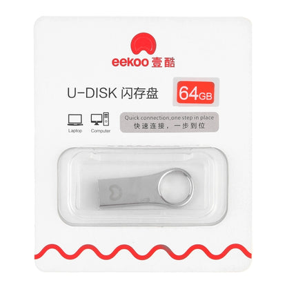 eekoo 64GB USB 2.0 Waterproof Shockproof Metal Ring Shape U Disk Flash Memory Card (Silver) - USB Flash Drives by eekoo | Online Shopping South Africa | PMC Jewellery | Buy Now Pay Later Mobicred