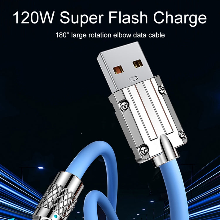 Mech Series 6A 120W USB to 8 Pin 180-degree Metal Plug Fast Charging Cable, Length: 1.2m(Black) - Normal Style Cable by PMC Jewellery | Online Shopping South Africa | PMC Jewellery | Buy Now Pay Later Mobicred