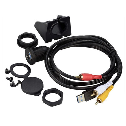 USB 3.0 Male + 3 RCA to USB 3.0 Female + 3.5mm Female Connector Car Adapter Cable, Length: 100cm - Terminal connectors by PMC Jewellery | Online Shopping South Africa | PMC Jewellery | Buy Now Pay Later Mobicred