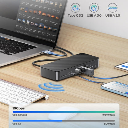 ORICO DKA20-BK-BP 10Gbps 20 in 1 Type-C 3.0 HUB Docking Station (US Plug) - USB HUB by ORICO | Online Shopping South Africa | PMC Jewellery | Buy Now Pay Later Mobicred