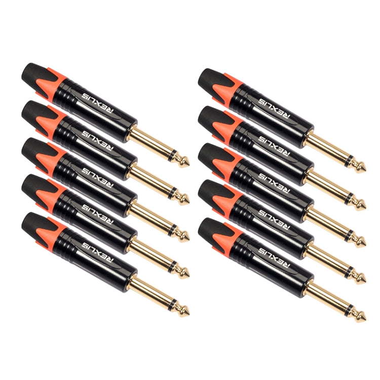 10 PCS TC202 6.35mm Gold-plated Mono Sound Welding Audio Adapter Plug(Orange) - Microphone Audio Cable & Connector by PMC Jewellery | Online Shopping South Africa | PMC Jewellery | Buy Now Pay Later Mobicred