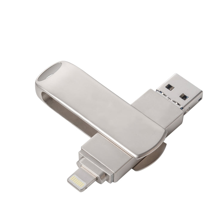 Richwell 3 in 1 64G Micro USB + 8 Pin + USB 3.0 Metal Rotating Push-pull Flash Disk with OTG Function(Silver) - U Disk & Card Reader by Richwell | Online Shopping South Africa | PMC Jewellery | Buy Now Pay Later Mobicred