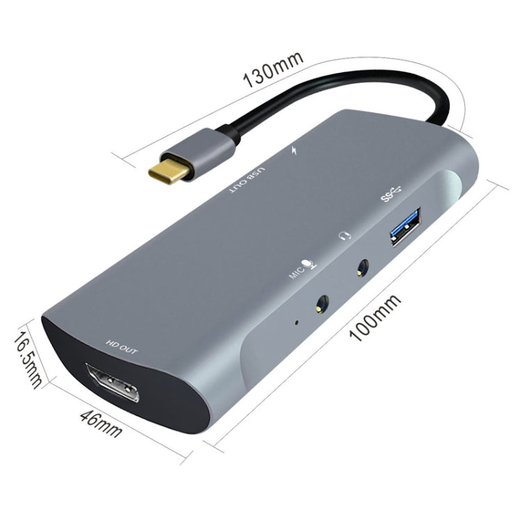 Z41 6 in 1 USB-C / Type-C to PD USB-C / Type-C + HD HDMI + USB 3.0 + 3.5mm AUX + USB + Microphone Interface Multifunctional Docking Station Video Capture Card (Grey) - Video Capture Solutions by PMC Jewellery | Online Shopping South Africa | PMC Jewellery | Buy Now Pay Later Mobicred