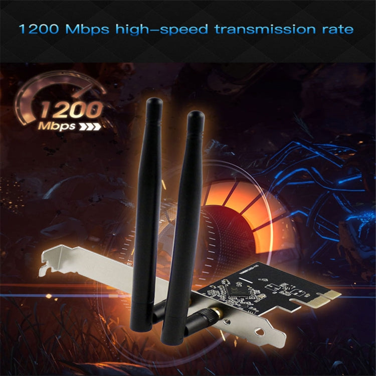 EDUP EP-9607 1200Mbps Dual-Band PCI-E Express Wireless Adapter Network Card with 2 x 6dBi Antennas - free shipping - PMC Jewellery - Order now!