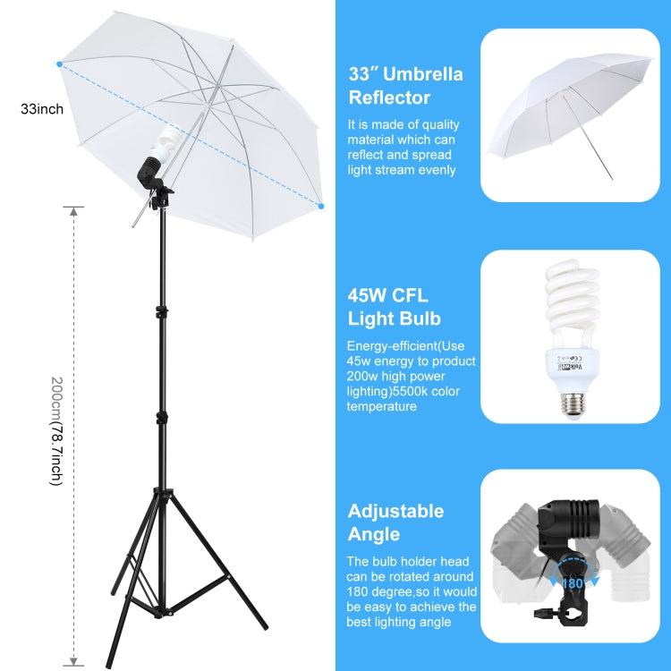 PULUZ LED Light Studio Softbox Photography Kit with Background & Reflective & Tripod Mount & Sandbags (US Plug) - free shipping - PMC TechLife - Order now!