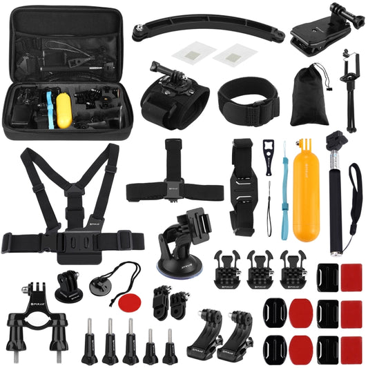 PULUZ 50 in 1 Accessories Total Ultimate Combo Kits with EVA Case (Chest Strap + Suction Cup Mount + 3-Way Pivot Arms + J-Hook Buckle + Wrist Strap + Helmet Strap + Extendable Monopod + Surface Mounts ... ce Pro, DJI Osmo Action 4 and Other Action Cameras -  by PULUZ | Online Shopping South Africa | PMC Jewellery | Buy Now Pay Later Mobicred
