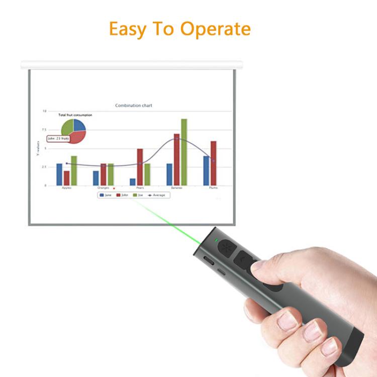 Doosl Dsit038 2.4GHz Wireless Presenter PowerPoint Clicker Representation Remote Control Green Laser Pointer, Control Distance: 100m - free shipping - PMC TechLife - Order now!