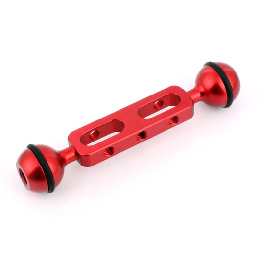 PULUZ 5.1 inch 13cm Aluminum Alloy Dual Balls Arm, Ball Diameter: 25mm(Red) - Diving Accessories by PULUZ | Online Shopping South Africa | PMC Jewellery | Buy Now Pay Later Mobicred