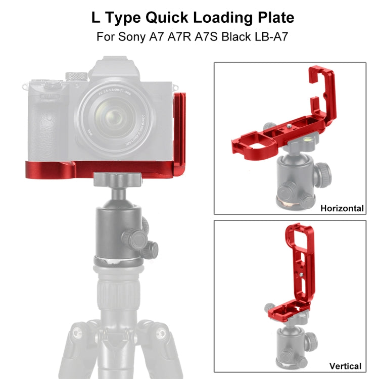 PULUZ 1/4 inch Vertical Shoot Quick Release L Plate Bracket Base Holder for Sony A7R / A7 / A7S(Red) - L-Bracket by PULUZ | Online Shopping South Africa | PMC TechLife | Buy Now Pay Later Mobicred