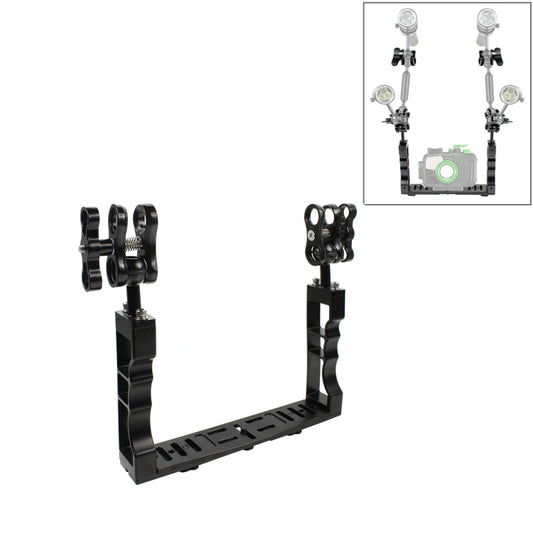 PULUZ Dual Handle Aluminium Tray Stabilizer with Dual Ball Aluminum Alloy Clamp for Underwater Camera Housings - Diving Accessories by PULUZ | Online Shopping South Africa | PMC Jewellery | Buy Now Pay Later Mobicred