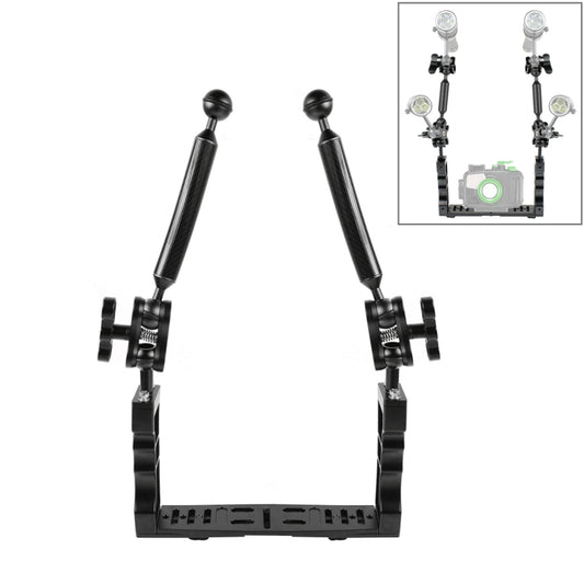 PULUZ Dual Handle Aluminium Tray Stabilizer with 2 x Dual Ball Aluminum Alloy Clamp & 2 x 7 inch Floating Arm for Underwater Camera Housings(Black) - Diving Accessories by PULUZ | Online Shopping South Africa | PMC Jewellery | Buy Now Pay Later Mobicred