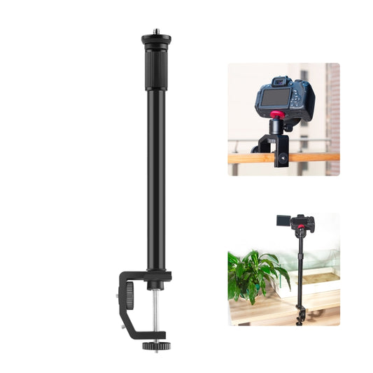 PULUZ C Clamp Mount Light Stand Extension Central Shaft Rod Monopod Holder Kits, Rod Length: 33-60cm(Black) - Monopods by PULUZ | Online Shopping South Africa | PMC Jewellery | Buy Now Pay Later Mobicred