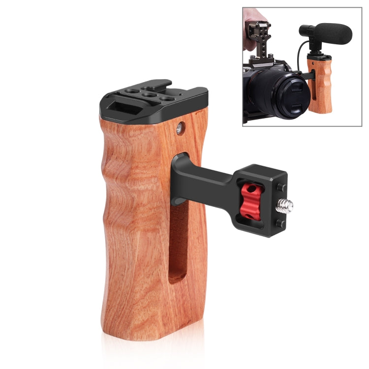 PULUZ 1/4 inch Screw Universal Camera Wooden Side Handle with Cold Shoe Mount for Camera Cage Stabilizer(Black) - Camera Stabilizer by PULUZ | Online Shopping South Africa | PMC Jewellery | Buy Now Pay Later Mobicred