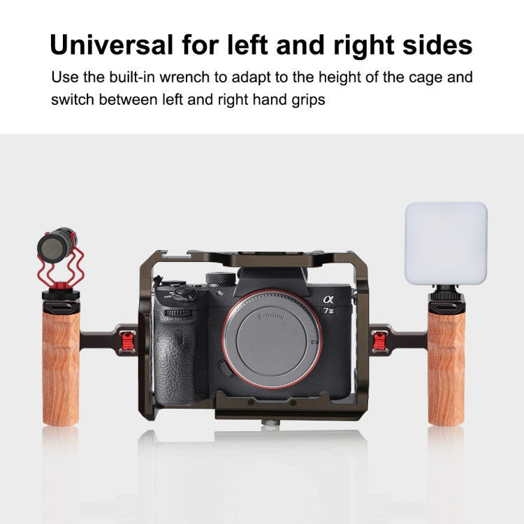 PULUZ 3/8 inch Screw Universal Camera Wooden Side Handle with Cold Shoe Mount for Camera Cage Stabilizer(Bronze) - free shipping - PMC TechLife - Order now!