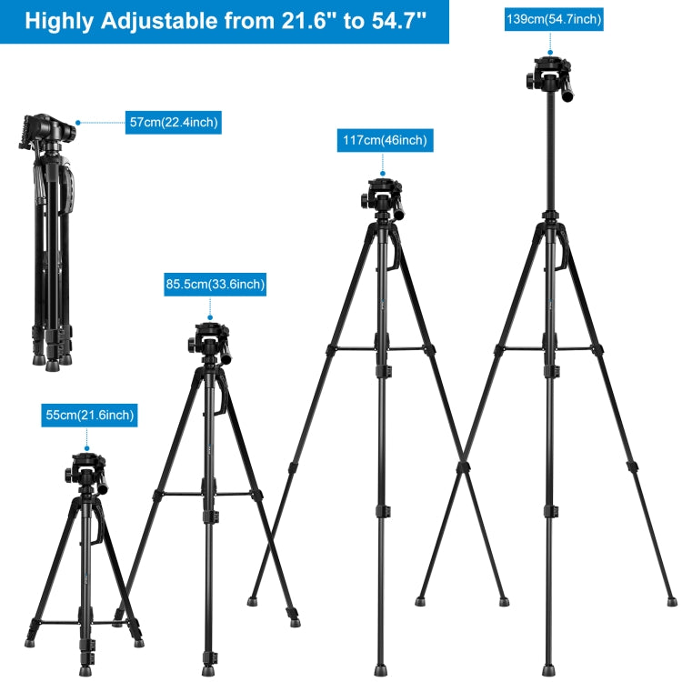 PULUZ Aluminum Selfie Live Tripod Mount with Three-dimensional Head & Phone Clamp(Black) - free shipping - PMC TechLife - Order now!