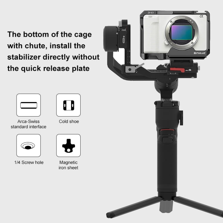 For Sony ZV-E1 PULUZ Aluminum Alloy Camera Cage Stabilizer (Black) - free shipping - PMC TechLife - Order now!