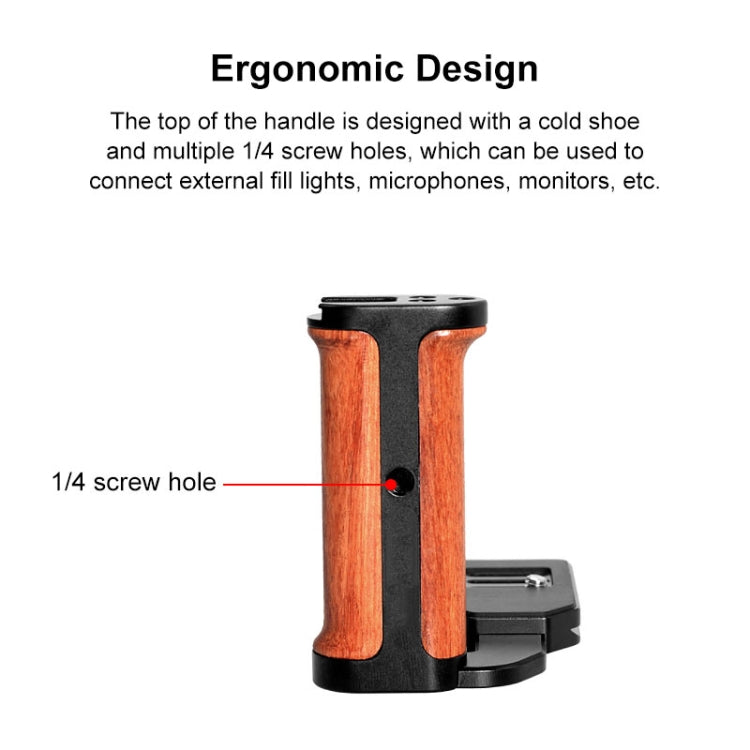PULUZ Wooden Left Side Handle Vertical Shoot Quick Release L Plate - free shipping - PMC TechLife - Order now!