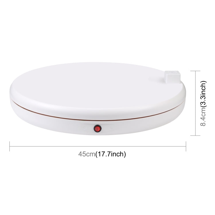PULUZ 45cm Remote Control Adjusting Speed Rotating Turntable Display Stand with Power Socket, White, Load 100kg(US Plug) - free shipping - PMC TechLife - Order now!