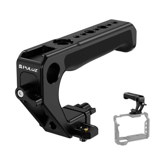 PULUZ Double-thread Metal Quick Release Top Handle with Cold Shoe for Camera Cage Stabilizer (Black) - Camera Stabilizer by PULUZ | Online Shopping South Africa | PMC Jewellery | Buy Now Pay Later Mobicred