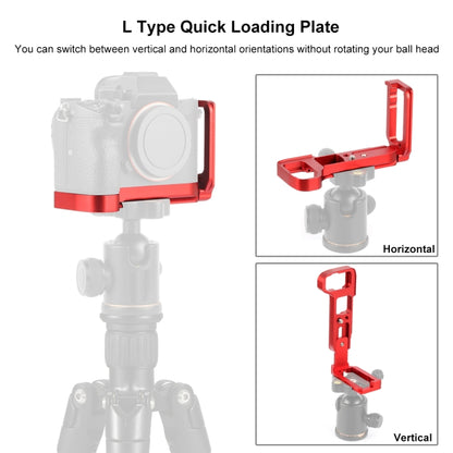 PULUZ 1/4 inch Vertical Shoot Quick Release L Plate Bracket Base Holder for Sony A9 (ILCE-9) / A7 III/ A7R III(Red) - L-Bracket by PULUZ | Online Shopping South Africa | PMC Jewellery