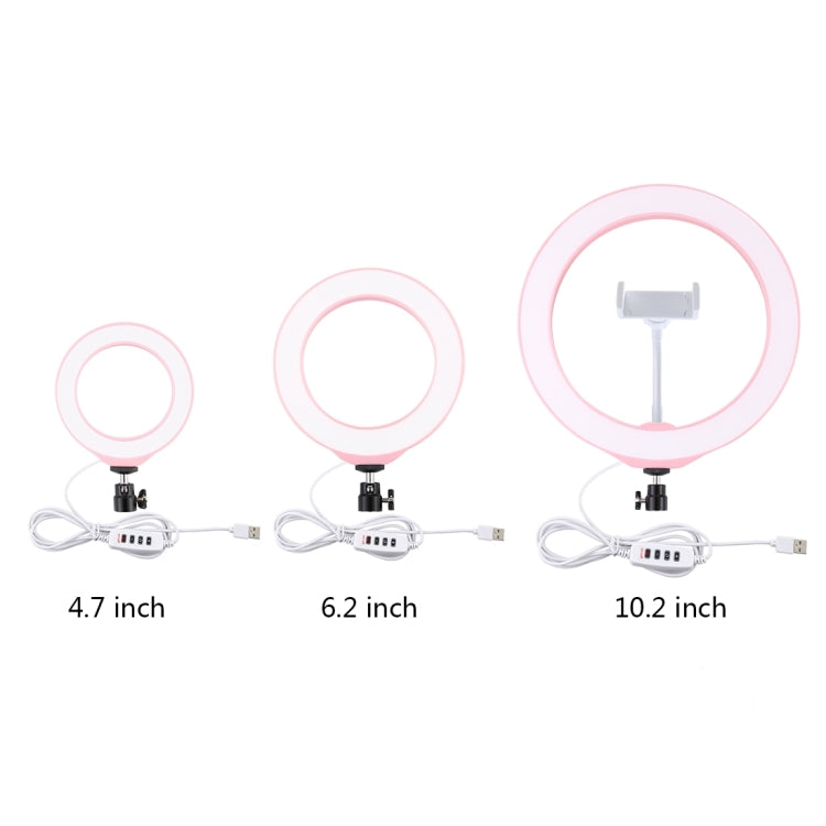 PULUZ 10.2 inch 26cm USB 3 Modes Dimmable LED Ring Vlogging Selfie Beauty Photography Video Lights with Tripod Ball Head & Phone Clamp(Pink) - Ring Light by PULUZ | Online Shopping South Africa | PMC Jewellery | Buy Now Pay Later Mobicred