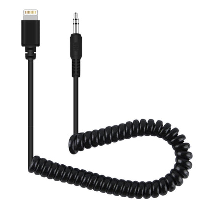 PULUZ 3.5mm TRRS Male to 8 Pin Male Live Microphone Audio Adapter Spring Coiled Cable for iPhone, Cable Stretching to 100cm(Black) - Microphone Audio Cable & Connector by PULUZ | Online Shopping South Africa | PMC Jewellery | Buy Now Pay Later Mobicred