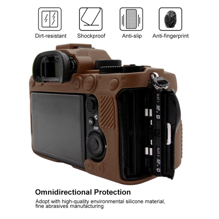 PULUZ Soft Silicone Protective Case for Sony ILCE-9M2/ Alpha 9 II / A92(Coffee) - Protective Case by PULUZ | Online Shopping South Africa | PMC Jewellery | Buy Now Pay Later Mobicred