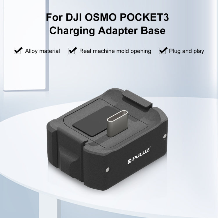 For DJI OSMO Pocket 3 PULUZ USB-C / Type-C Dock Desktop Charging Base Aluminum Alloy Bracket (Black) - Mount & Holder by PULUZ | Online Shopping South Africa | PMC TechLife | Buy Now Pay Later Mobicred