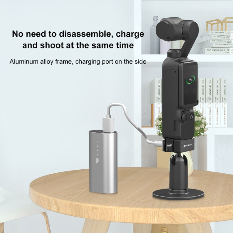 For DJI OSMO Pocket 3 PULUZ USB-C / Type-C Dock Desktop Charging Base Aluminum Alloy Bracket (Black) - Mount & Holder by PULUZ | Online Shopping South Africa | PMC TechLife | Buy Now Pay Later Mobicred