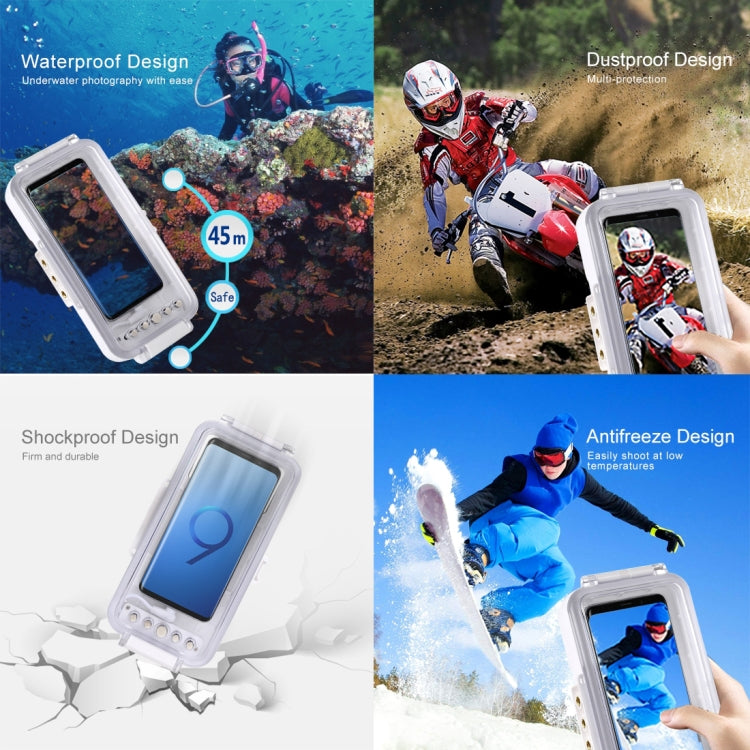 PULUZ 45m/147ft Waterproof Diving Case Photo Video Taking Underwater Housing Cover for iPhone 16 / 16 Pro / 15 / 15 Pro, Galaxy, Huawei, Xiaomi, Google Android OTG Smartphones with Type-C Port(White) - free shipping - PMC TechLife - Order now!