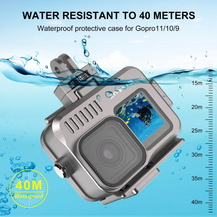 For GoPro HERO13 Black /12 Black /11 Black /10 Black /9 Black PULUZ 40m Waterproof Housing Aluminum Alloy Protective Case (Grey) - Waterproof Cases by PULUZ | Online Shopping South Africa | PMC Jewellery | Buy Now Pay Later Mobicred