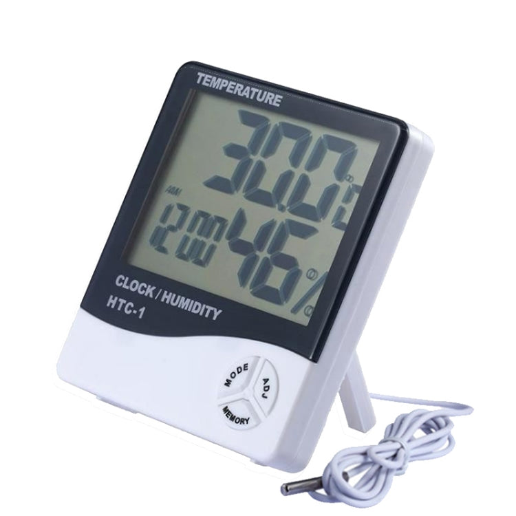 3.8 inch LCD Digital Temperature & Humidity Meter with Clock / Calendar (HTC-1)(White) - Indoor Thermometer by PMC Jewellery | Online Shopping South Africa | PMC Jewellery | Buy Now Pay Later Mobicred